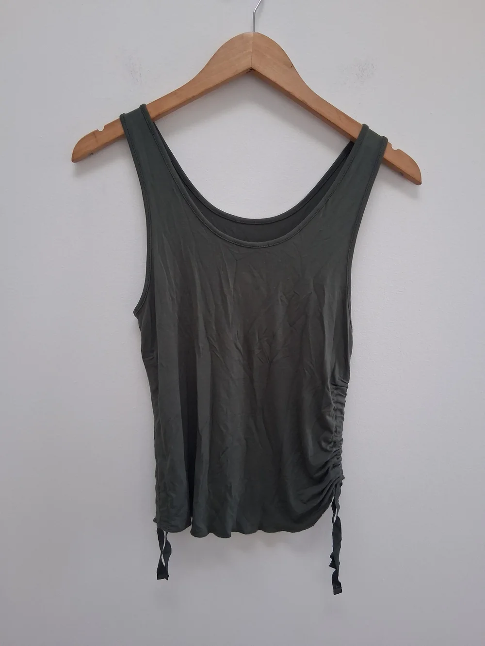 Justice Tween Girl's  Olive Green Tank with Metallic Graphic Side Ties Size 12